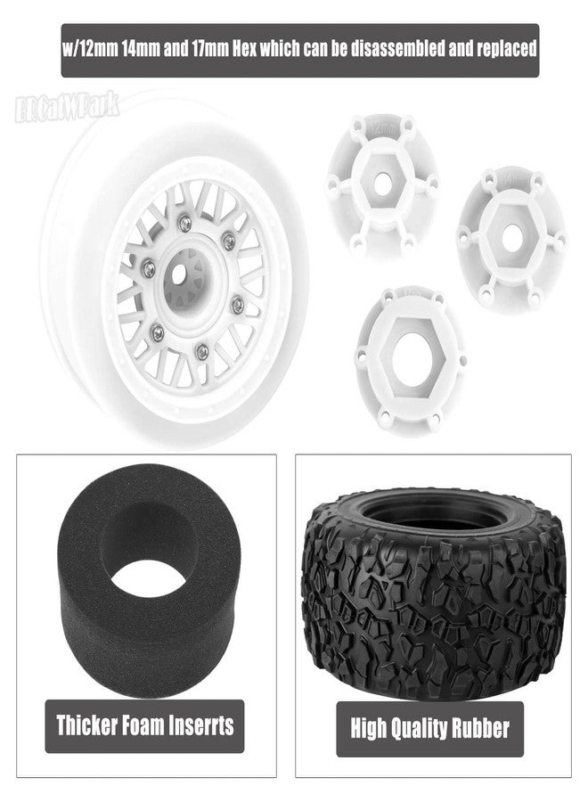 BRCatWPark 12mm/14mm/17mm Hex RC Truck Tires for Slash 2WD 4×4,Arrm a Senton,Axia1,Rc 4wd,Red cat,RC Short Course Truck Wheels and Tires,White - Image 4
